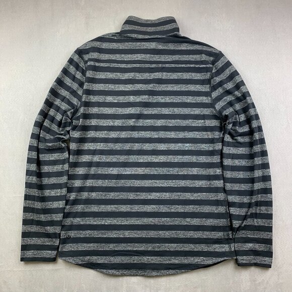 Lululemon Mens Pullover Large Black Gray Striped 1/4 Zip Lightweight Performance - Picture 5 of 6